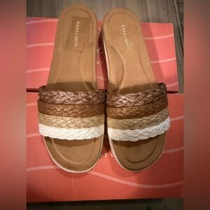 Easy Spirit Women's Braided Sandals - Brown and White